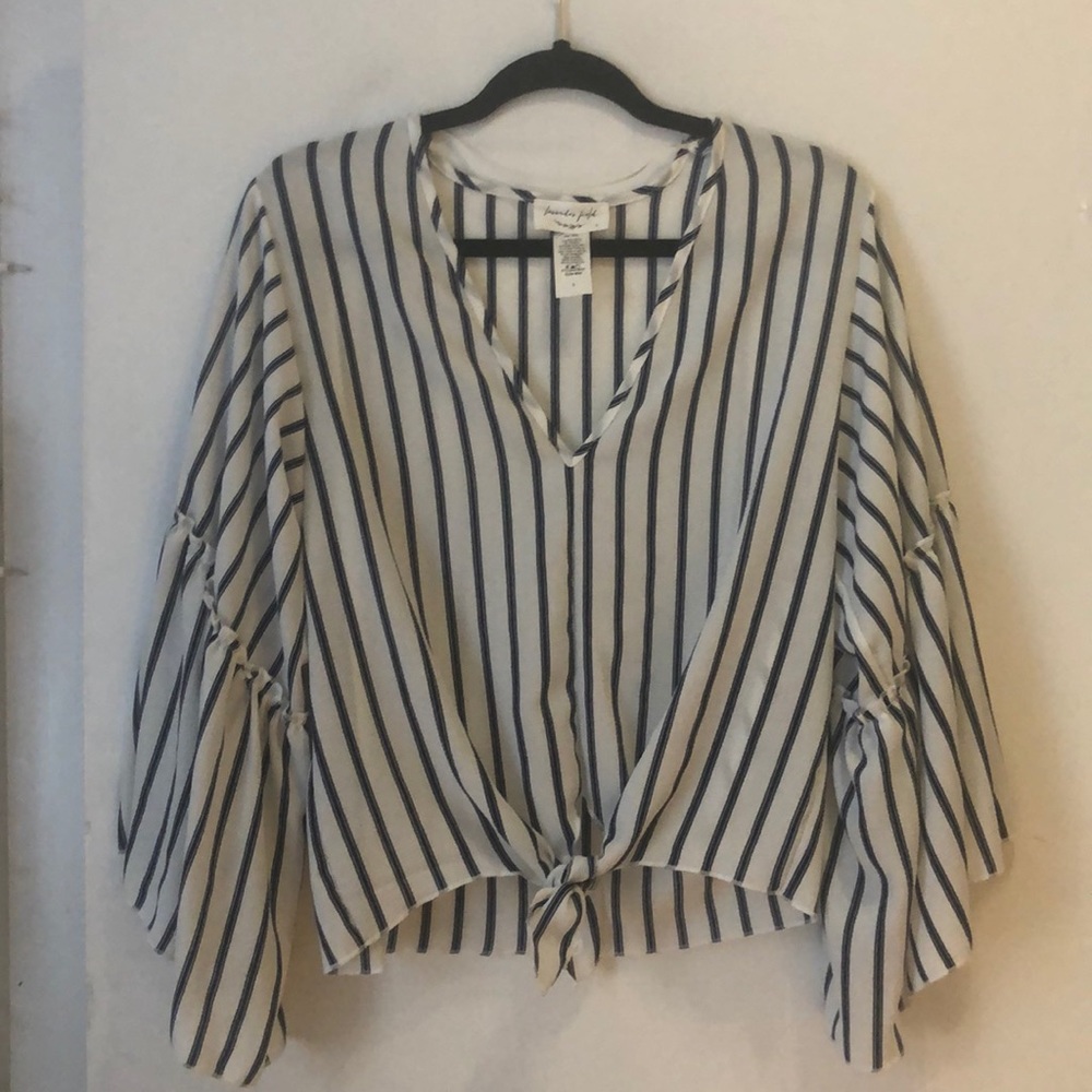 White and blue stripped blouse